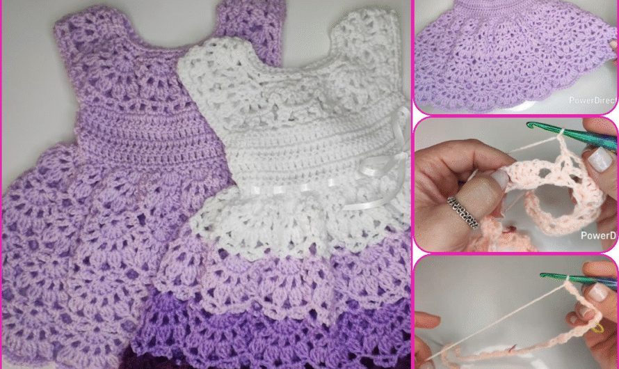 🧵 How to Crochet a “Pretty Lace” Baby Dress (0–6 Months Size)