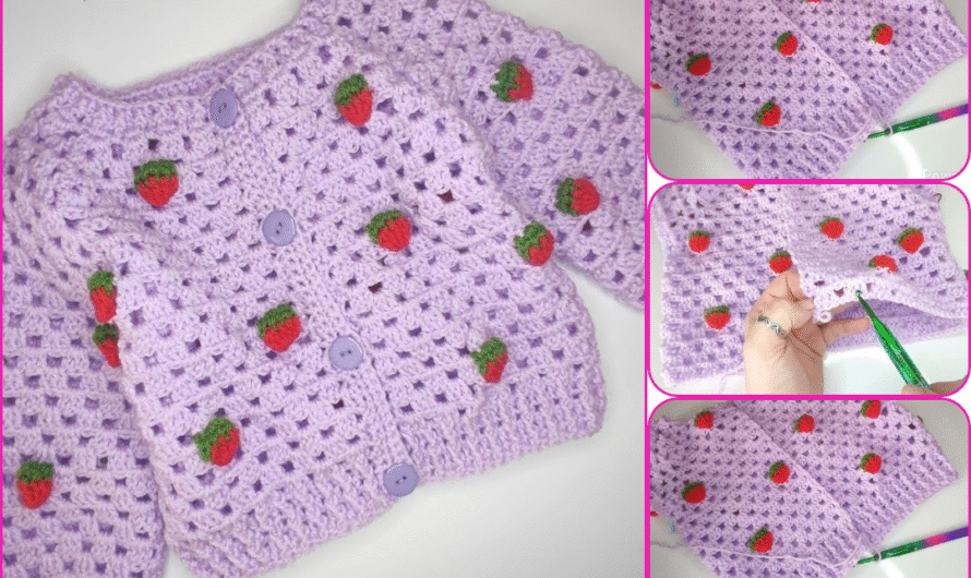 🍓 How to Crochet a “Strawberry” Baby Cardigan