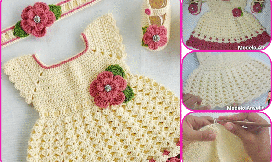 🧶 Angelic Baby Dress (0–3 Months) – Easy Crochet Pattern