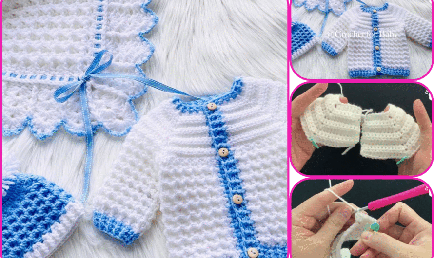 How to Make SUPER EASY LEO baby jacket or cardigan to match with Snowdrops baby blanket Crochet