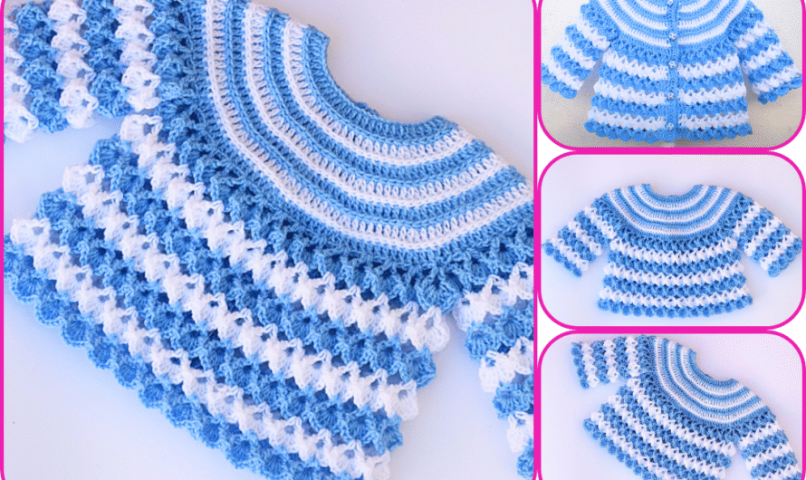 How to Make a Very Easy and Quick Crochet Baby Sweater (Top-Down, Beginner-Friendly)