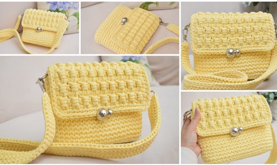 How to Make A unique beautiful crochet pattern and a wonderful handbag made of T-shirt yarn