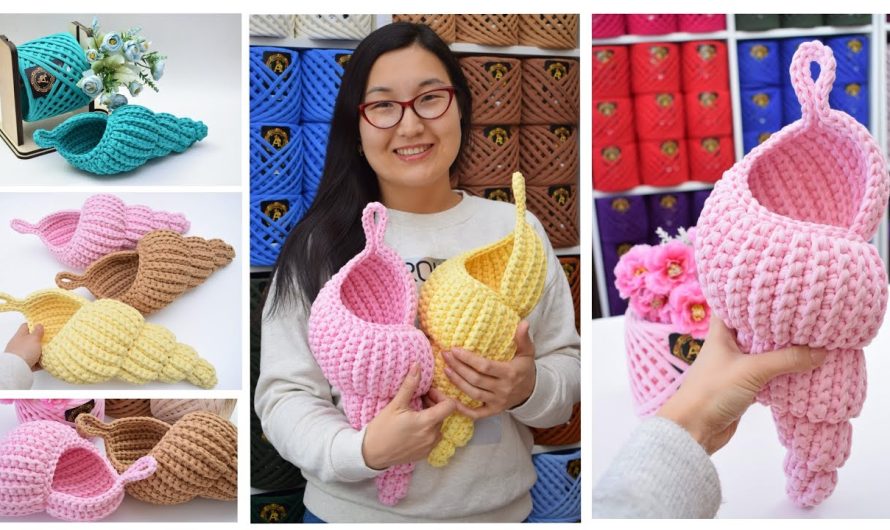 🧺 How to Make a Crochet Shell Basket