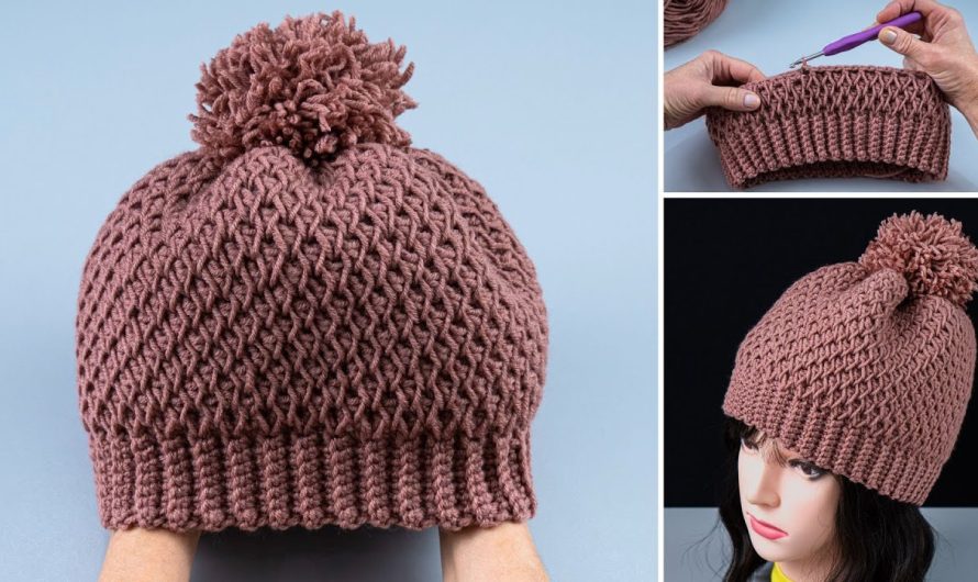 🧶 How to Make a Crochet Hat with Honeycomb Stitch Pattern (EASY!)