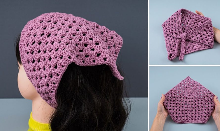 How to Make Crochet granny square triangle bandana