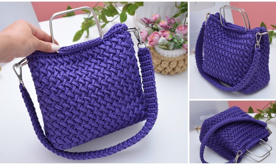🧶 How to Make a Crocheted Tote Bag with a Herringbone Pattern