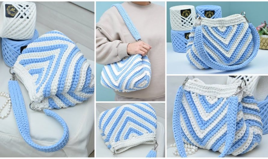 🧶 Project: Beautiful Crochet Handbag (Made with T-Shirt Yarn)
