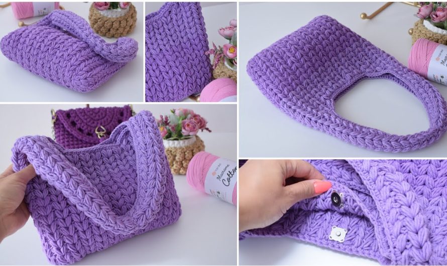 🧶 Delicate Crochet Bag with Puff Hearts Pattern