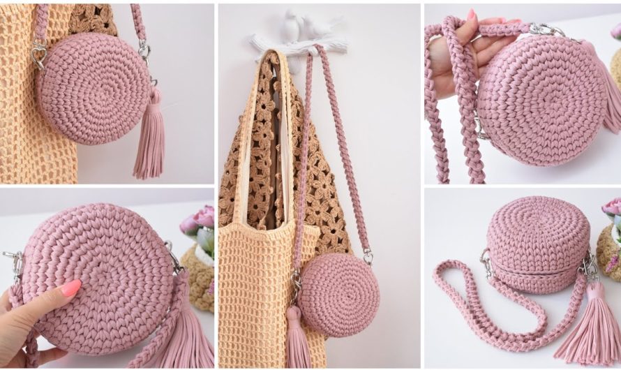 👜 How to Make a Classic Round Crochet Bag with T-Shirt Yarn