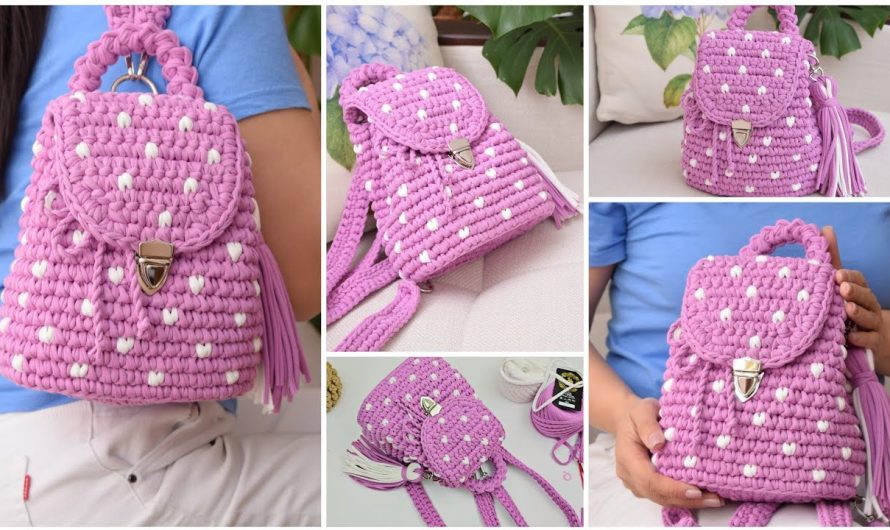 🎒 How to Make a Beautiful Backpack from T-shirt Yarn (Modern Crochet)
