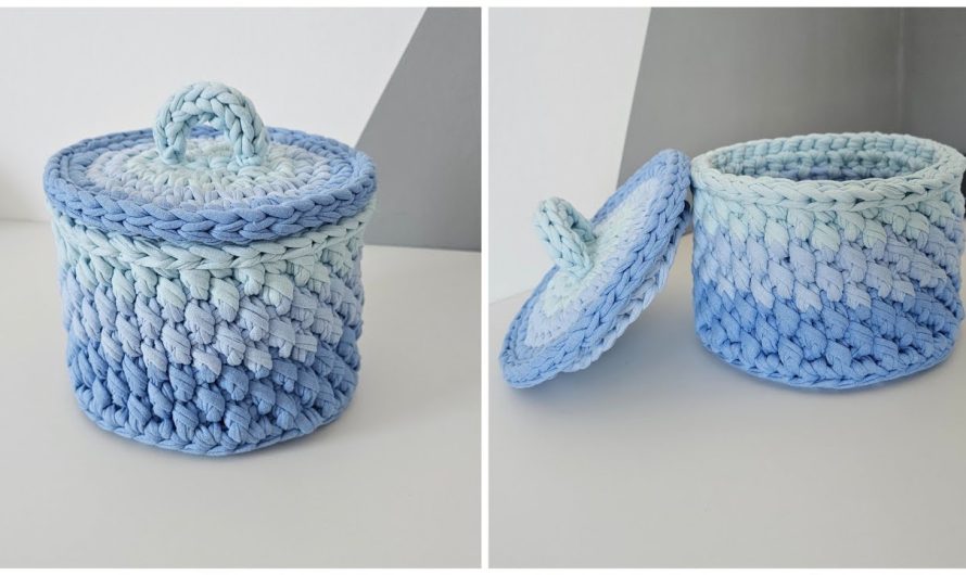 🧶 How to Make a Knitted Yarn Basket with a Lid