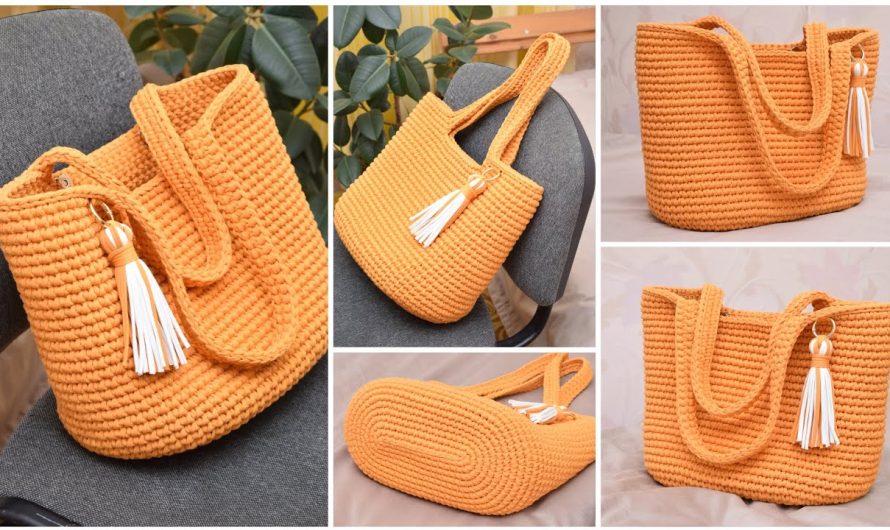 🧶 How to Make a Large Shopper Bag from T-shirt Yarn