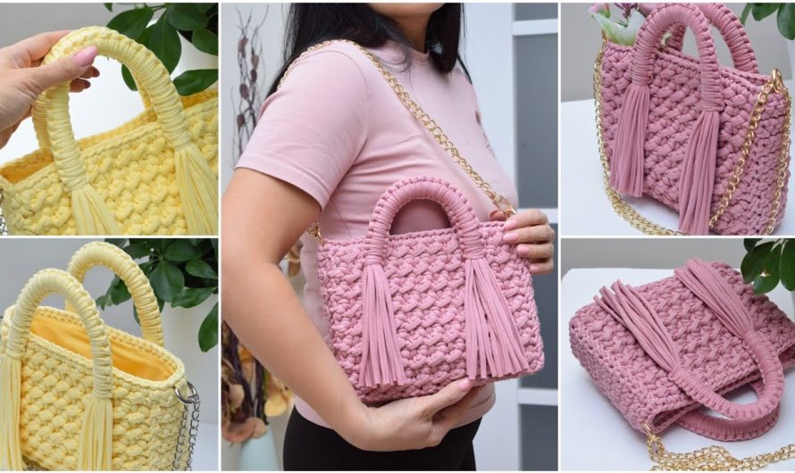 🌸 Crochet Cute Handbag with Tassels – Free Video Tutorial & Pattern