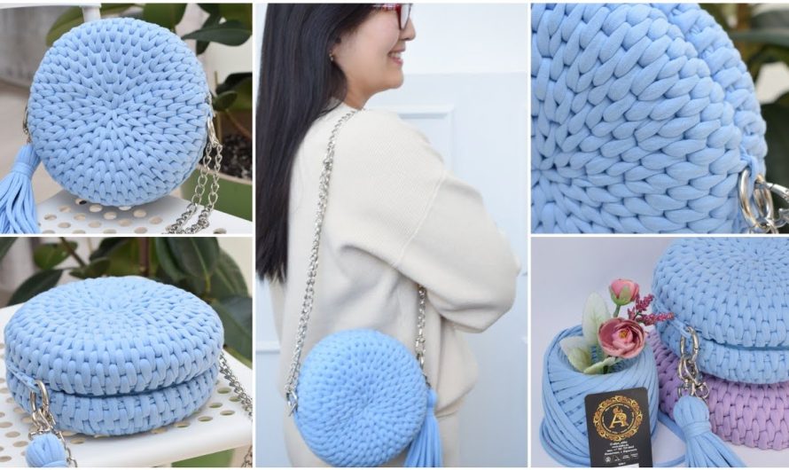 🧺 How to Make a Crocheted Round Handbag with Rattan Pattern