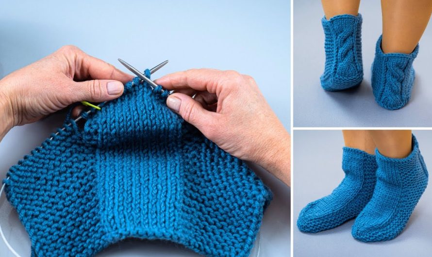 How to Make Slippers-socks on 2 knitting needles without a seam simply!
