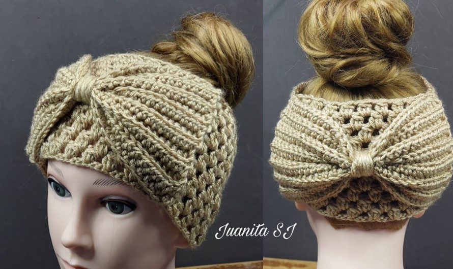 How to Make crochet a turban or headband / Turban with a large bow step by step