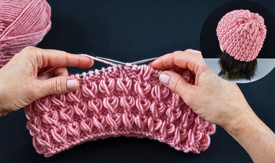 Quick and Easy Knitted Hat with Beautiful Stitch Pattern 
