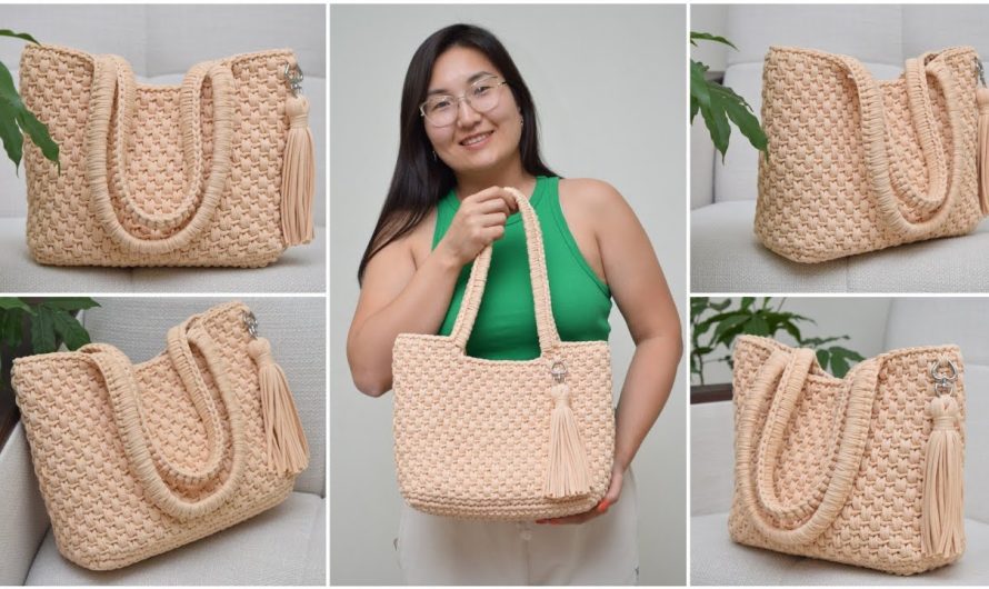 How to Make Easy to Crochet Tote Bag of 2 Skeins of Yarn Crochet pattern