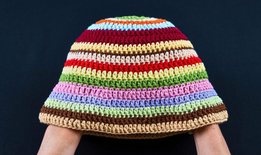 Easy Multicolor Crochet Bucket Hat from Scrap Yarn
