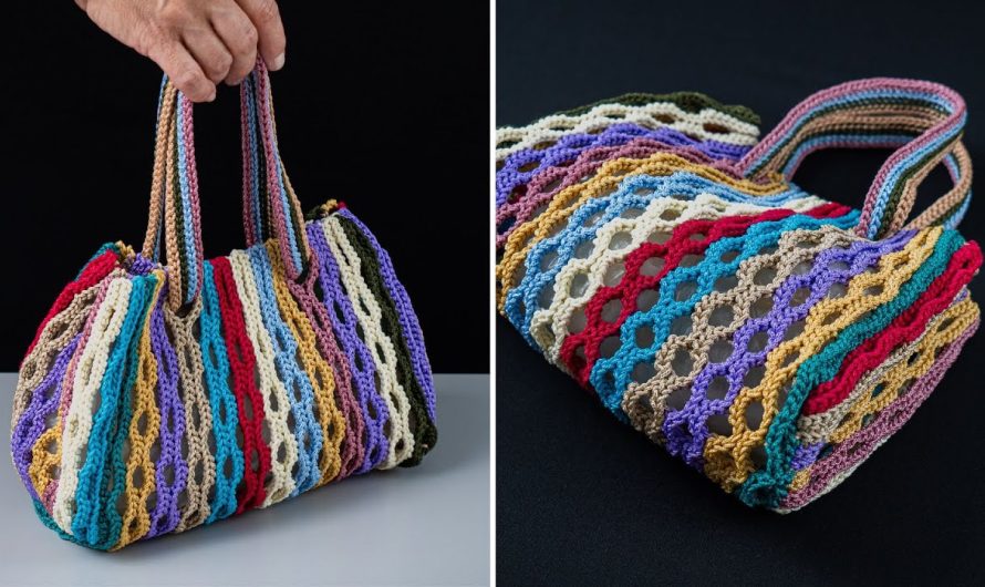 How to Crochet a Multicolor Bag from Yarn Scraps Easily