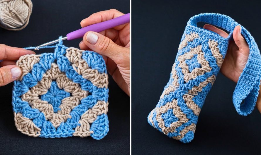 How to Crochet Granny Squares Bottle Bag