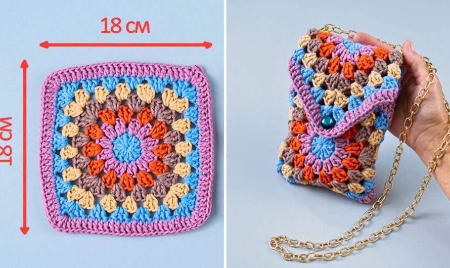 How To Crochet Granny Square Phone Bag easily