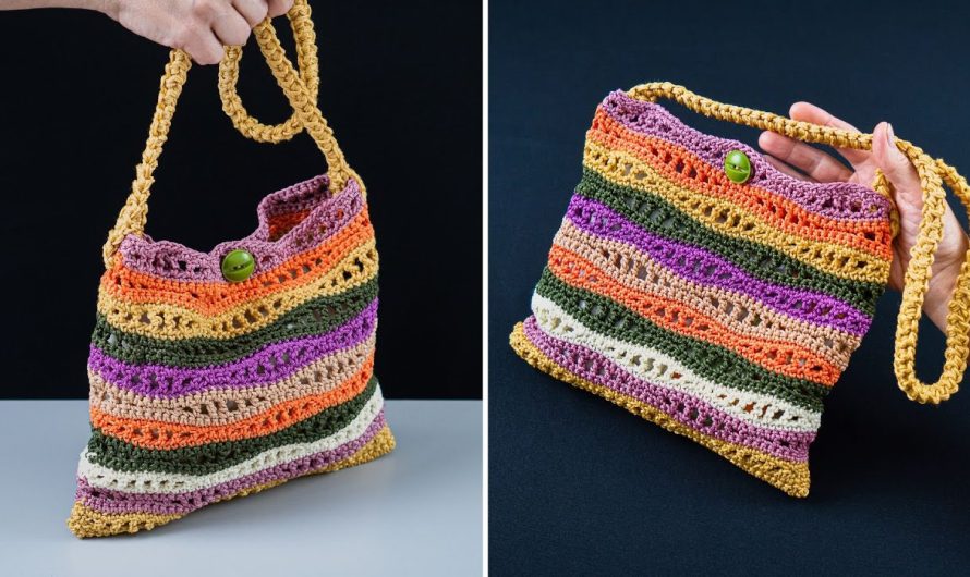 How to Make an Easy Multicolor Crochet Waves Bag