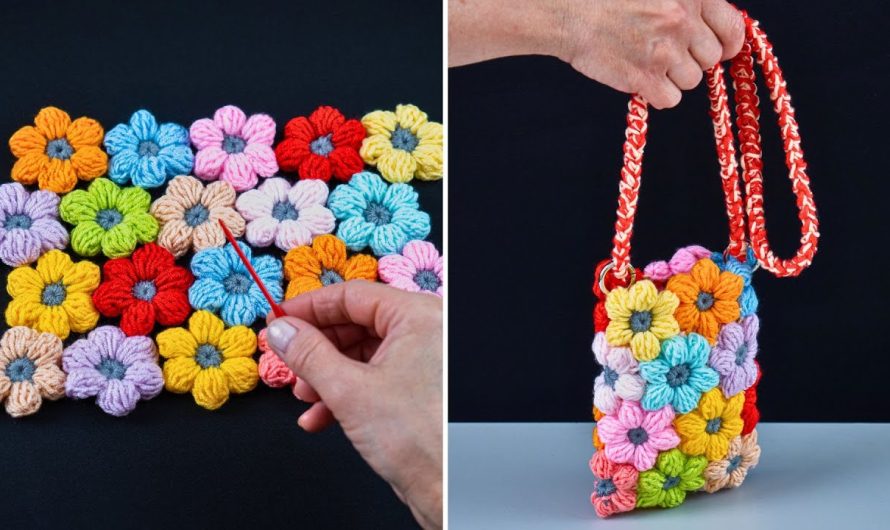 How to Make an Easy Multicolor Crochet Flower Phone Bag 🌸📱