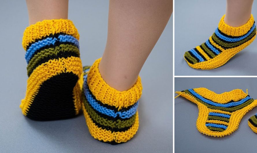 How to Make Bright Knitted Slippers / Socks